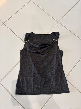 White House Black Market Charcoal Gray Draped Neck Tank
